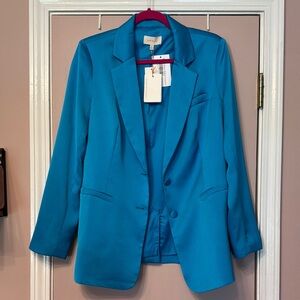 Women's Blue Satin Blazer